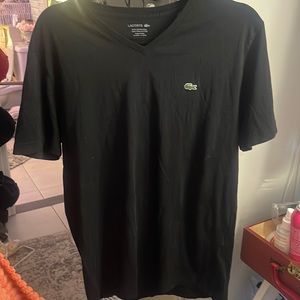 Men’s Lacoste V-neck regular fit size large black T-shirt